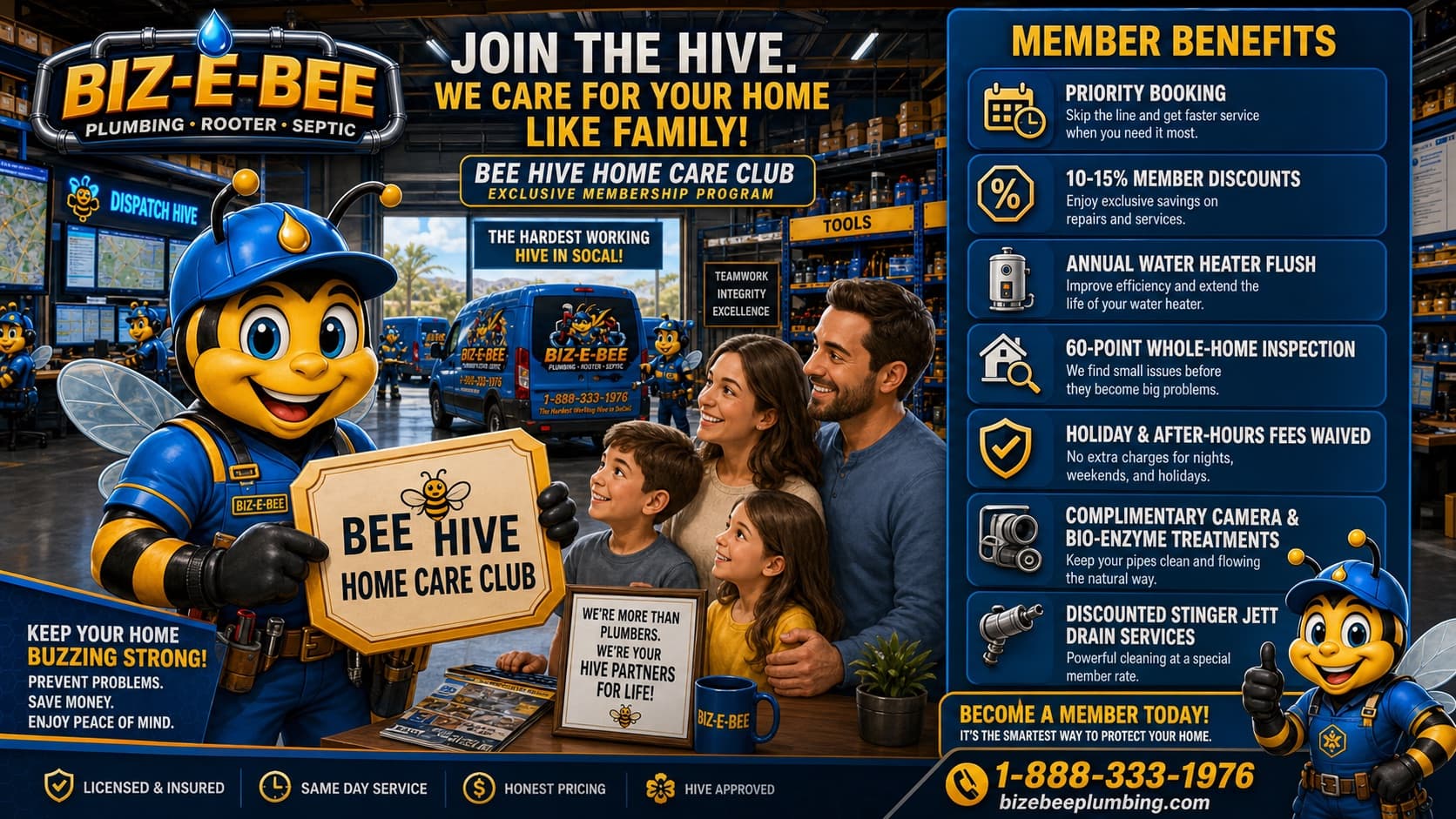 Beehive Home Care Club — Biz-E-Bee's plumbing membership plan